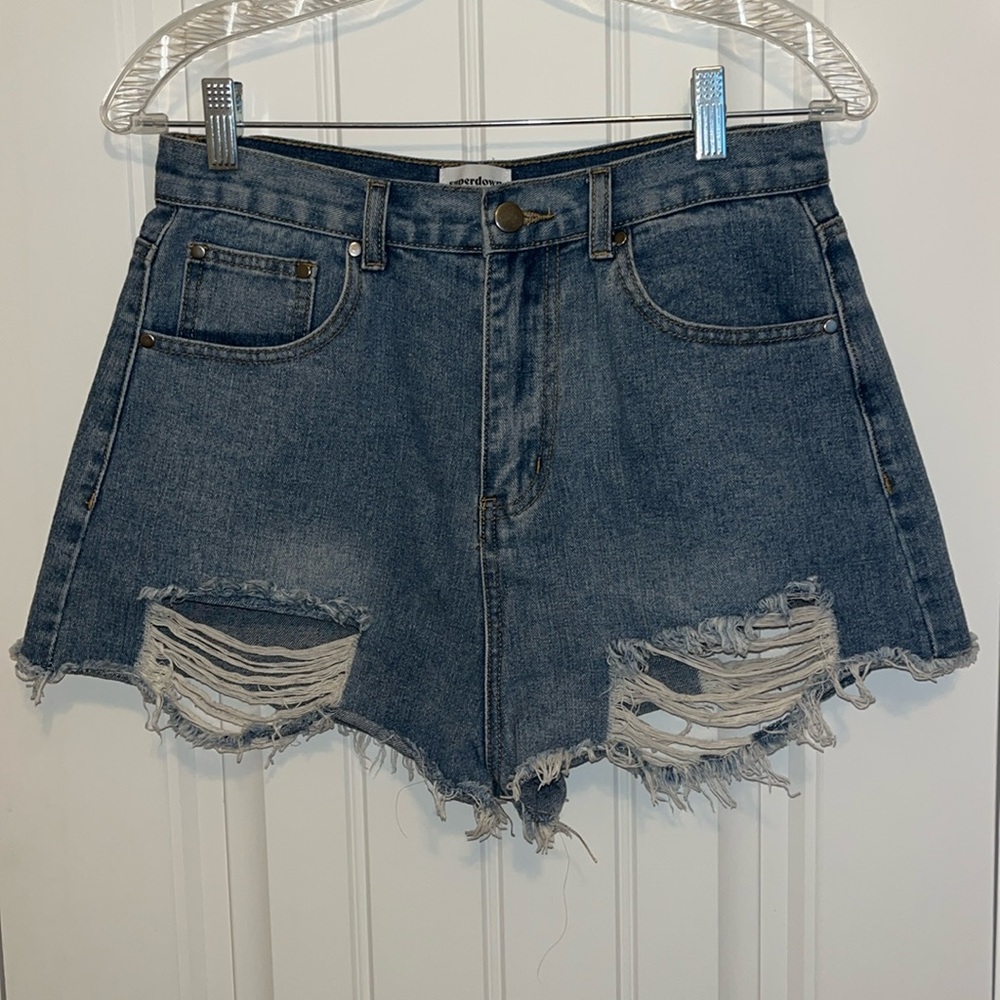 Revolve High Waisted Distressed Denim Shorts